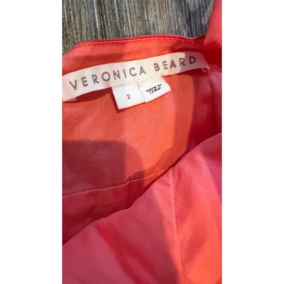 NWOT VERONICA BEARD Fitz ruched orange cotton-blend poplin midi dress SIZE 2 - Picture 10 of 11